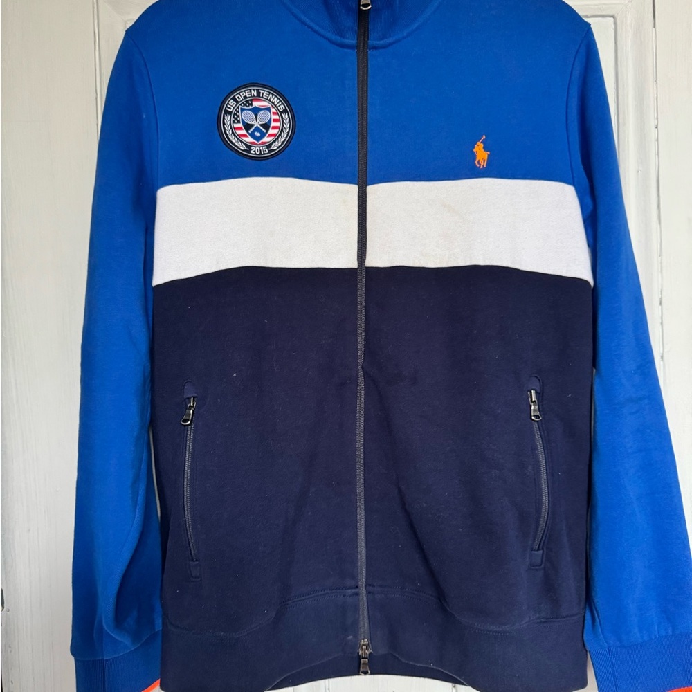 Polo by Ralph Lauren Men's Blue and White Sweater